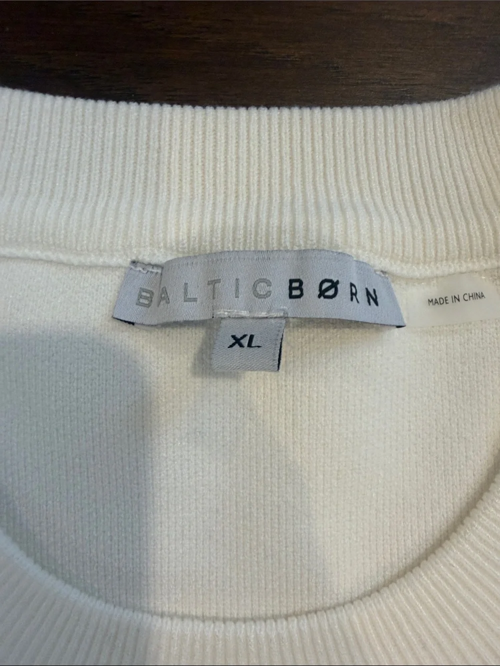 Baltic Born Cream Crewneck Sweater with Black Stripes & Red Trim - C47-041